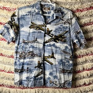 Vintage Kalaheo WW2 Bomber Hawaiian Shirt Made In Hawaii USA Size L